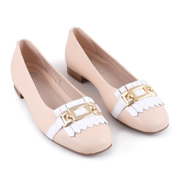 Pesso SQ Fringe Nude/White